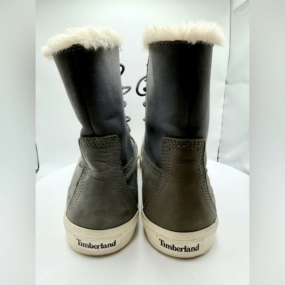 Timberland Gray Faux Fur Lined Winter Boots ReBOTL Women’s Size‎ 9